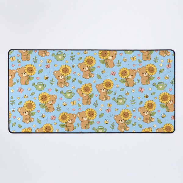 Item preview, Teddy Bear Sunflower Garden Kawaii Pattern designed and sold by Soft Berry Studio.