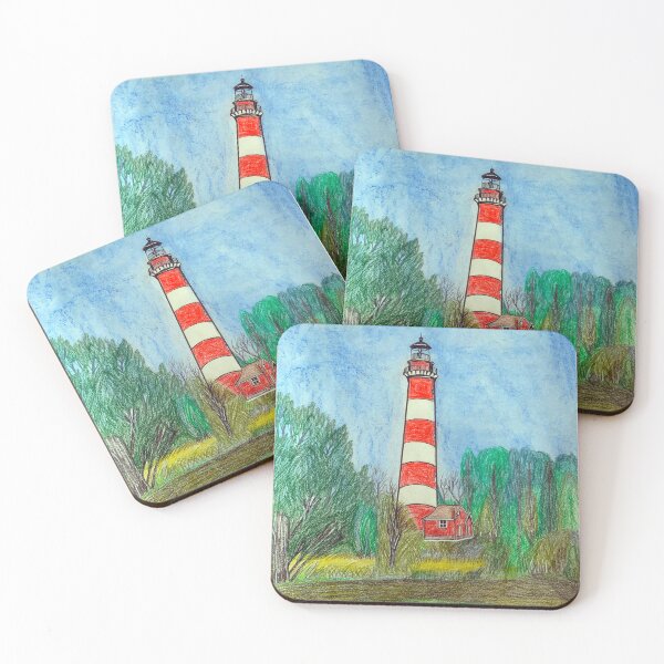Item preview, Red and White Lighthouse Landscape designed and sold by Haxson37art.