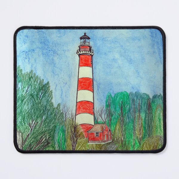 Item preview, Red and White Lighthouse Landscape designed and sold by Haxson37art.