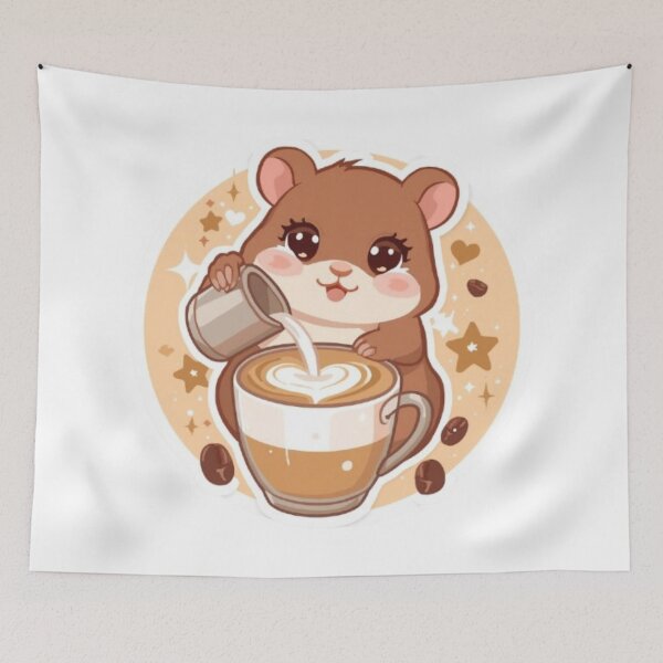 Item preview, Pegatina Kawaii de hámster con arte latte | Regalo acogedor para baristas amantes del café designed and sold by Stylestickers55.