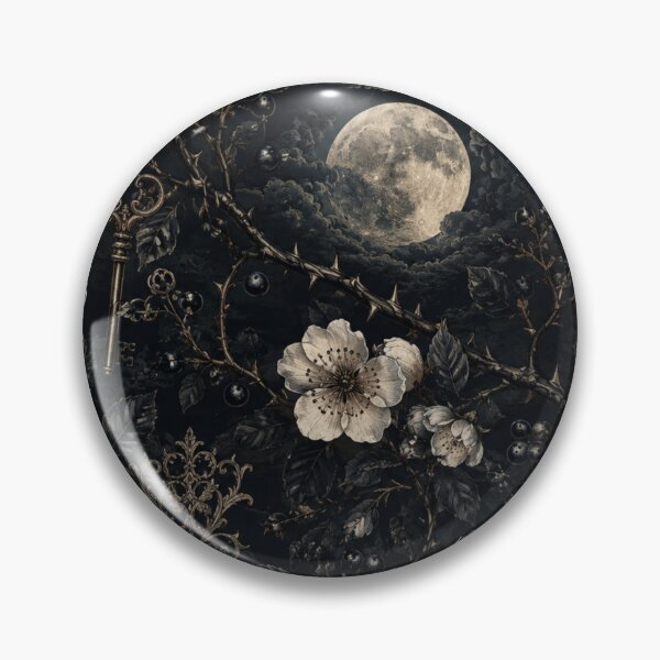 Item preview, Blackthorn & Moonlight – Gothic Antique Floral Pattern designed and sold by NocturnBotany.