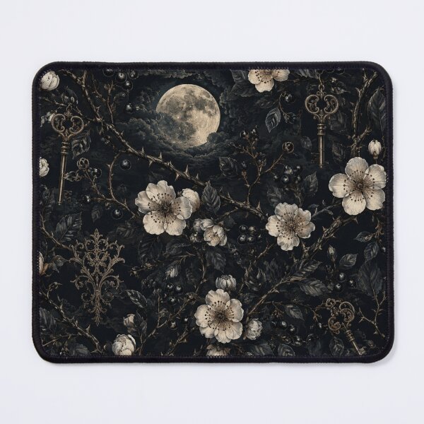 Item preview, Blackthorn & Moonlight – Gothic Antique Floral Pattern designed and sold by NocturnBotany.