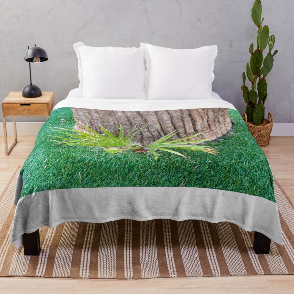 Item preview, Closeup of Palm Tree Trunk With New Shoots and Fibrous Leaves on Green Lawn designed and sold by Nmallia.