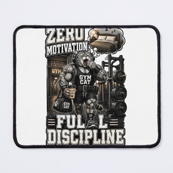 Item preview, Zero Motivation Full Discipline Funny Gym Cat Fitness Gift designed and sold by Digistore1221.