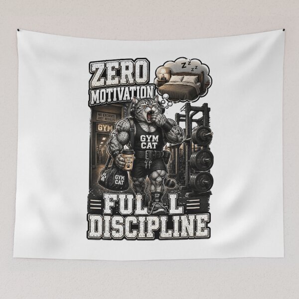 Item preview, Zero Motivation Full Discipline Funny Gym Cat Fitness Gift designed and sold by Digistore1221.