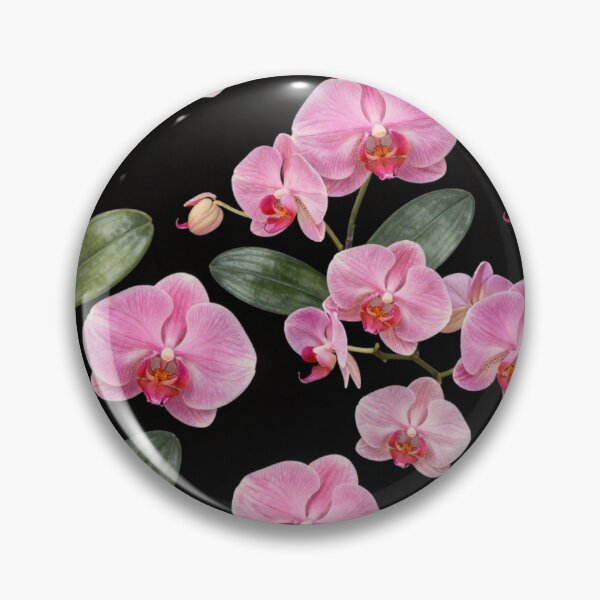 Item preview, Pink Orchid Seamless Pattern on Navy Blue Background designed and sold by Joyfulfabric.