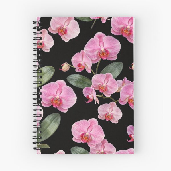 Item preview, Pink Orchid Seamless Pattern on Navy Blue Background designed and sold by Joyfulfabric.