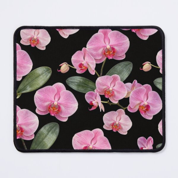 Item preview, Pink Orchid Seamless Pattern on Navy Blue Background designed and sold by Joyfulfabric.