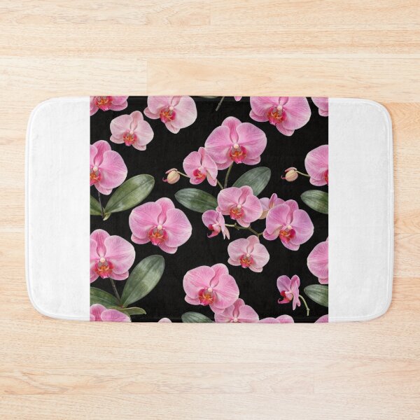 Item preview, Pink Orchid Seamless Pattern on Navy Blue Background designed and sold by Joyfulfabric.