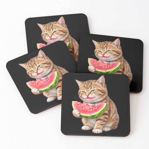 Item preview, Cute cat eating watermelon designed and sold by ReneMM.