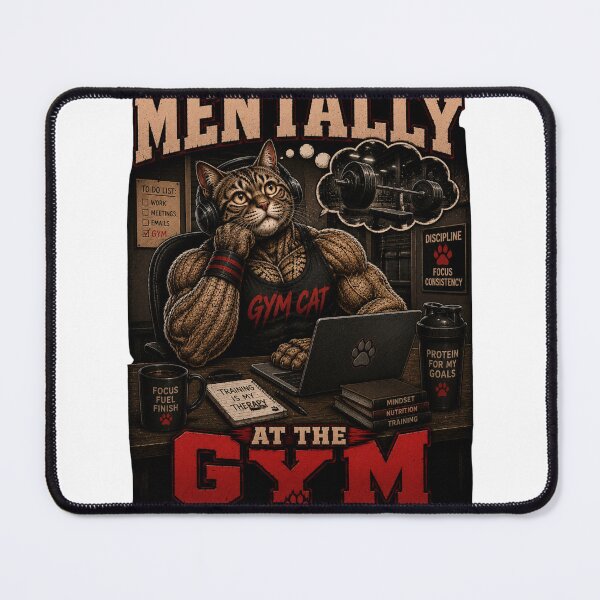 Item preview, Mentally at the Gym Funny Muscle Cat Vintage Fitness Gift designed and sold by Digistore1221.