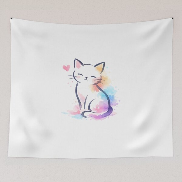 Item preview, Cute Watercolor Cat – Minimalist Kitten Art | Colorful Cat Lover Gift Design designed and sold by Santuário da Bicharada.