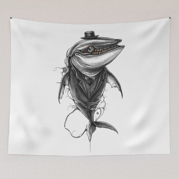 Item preview, Dapper Whale Gentleman – Surreal Vintage Ocean Character designed and sold by Mysterium AI.