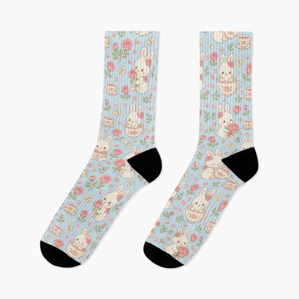 Item preview, Bunny Lavender Field Kawaii Pattern designed and sold by Soft Berry Studio.