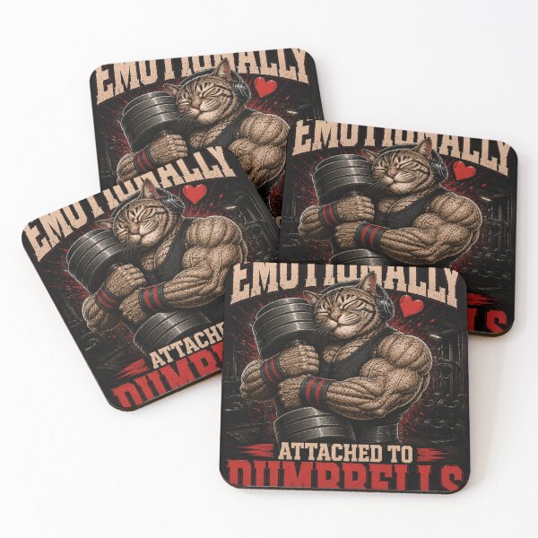 Item preview, Emotionally Attached to Dumbbells Funny Gym Cat Vintage Fitness designed and sold by Digistore1221.