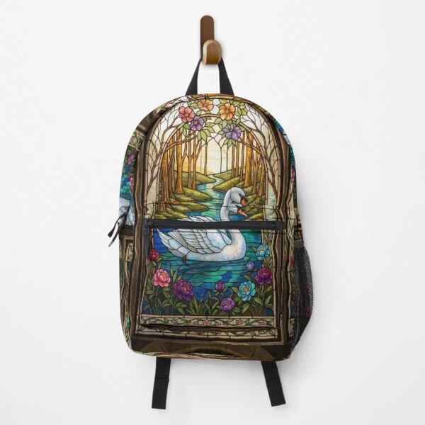 Item preview, Graceful Majesty Swan Stained Glass Art Print designed and sold by pinkal.