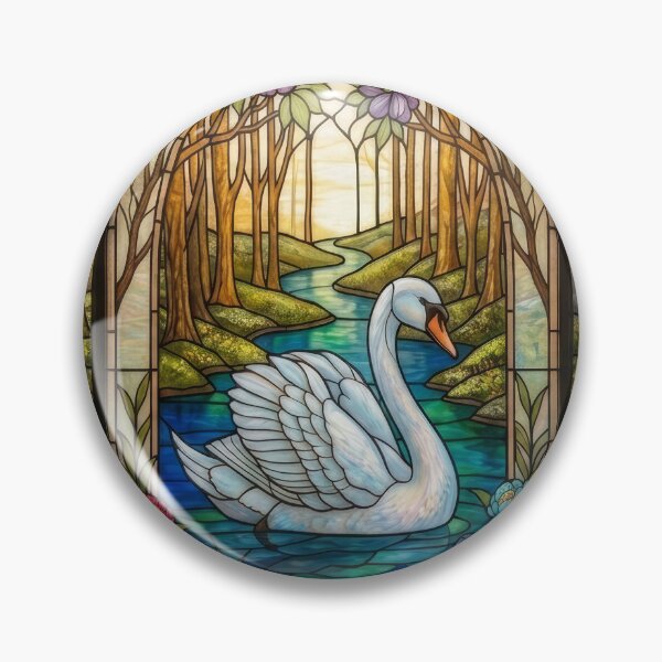 Item preview, Graceful Majesty Swan Stained Glass Art Print designed and sold by pinkal.