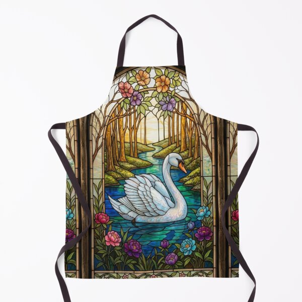 Item preview, Graceful Majesty Swan Stained Glass Art Print designed and sold by pinkal.