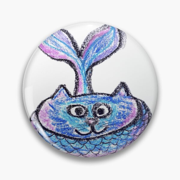 Item preview, Cute Purrmaid Magical Cat Mermaid Crayon Art designed and sold by MagicYana.