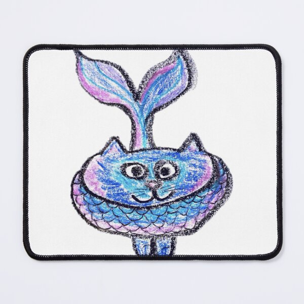 Item preview, Cute Purrmaid Magical Cat Mermaid Crayon Art designed and sold by MagicYana.