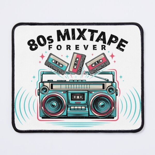 Item preview, Retro Boombox & Cassettes – 80s Vibes Only Neon Boombox Design designed and sold by Midnight Veil Designs.