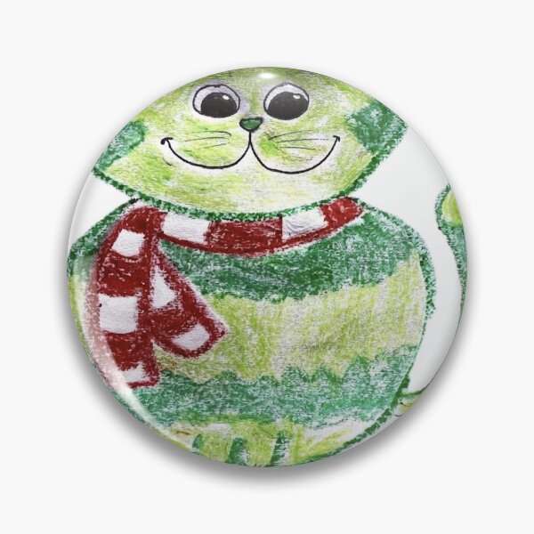 Item preview, Cute Winter Green Cat Drawing designed and sold by MagicYana.