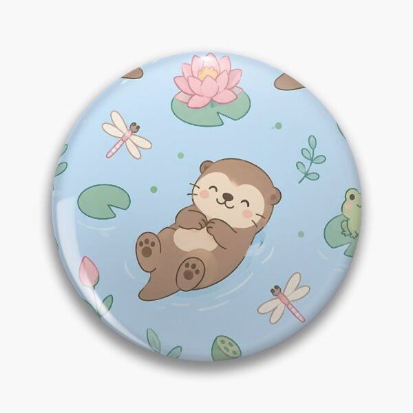Item preview, Otter Water Lily Pond Kawaii Pattern designed and sold by Soft Berry Studio.