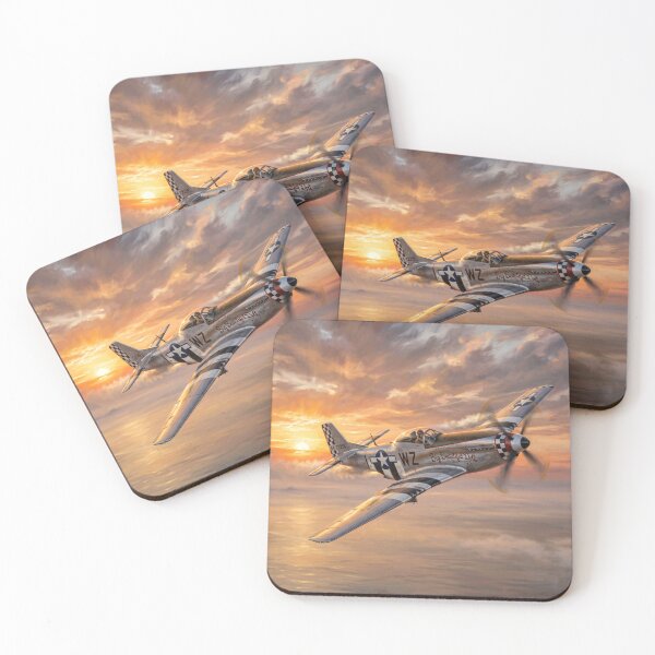 Item preview, P-51 Mustang over the sea, WW2 military art designed and sold by Yaremchuk.