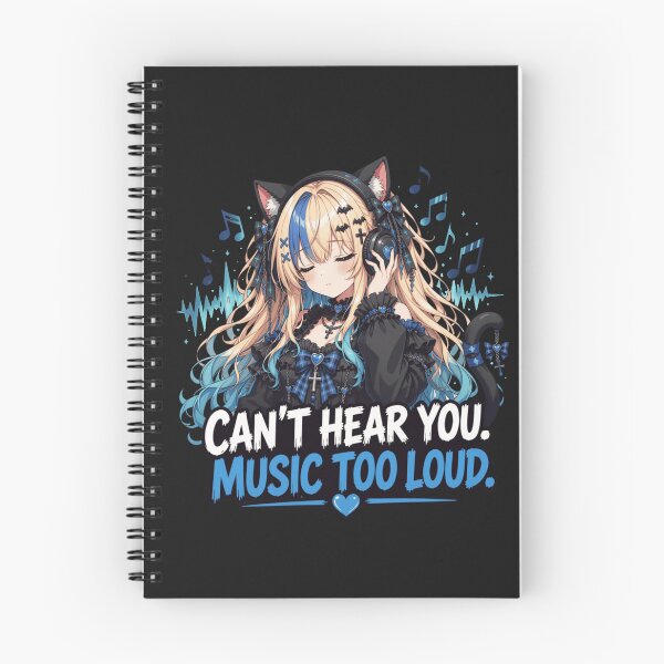 Item preview, Can’t Hear You, Music Too Loud – Gothic Anime Cat Girl designed and sold by Revyra.