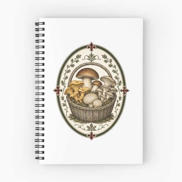 Item preview, Vintage Mushroom Foraging Basket Fungi Art designed and sold by AntiqueImages.