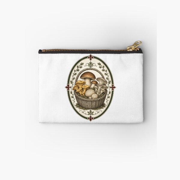 Item preview, Vintage Mushroom Foraging Basket Fungi Art designed and sold by AntiqueImages.