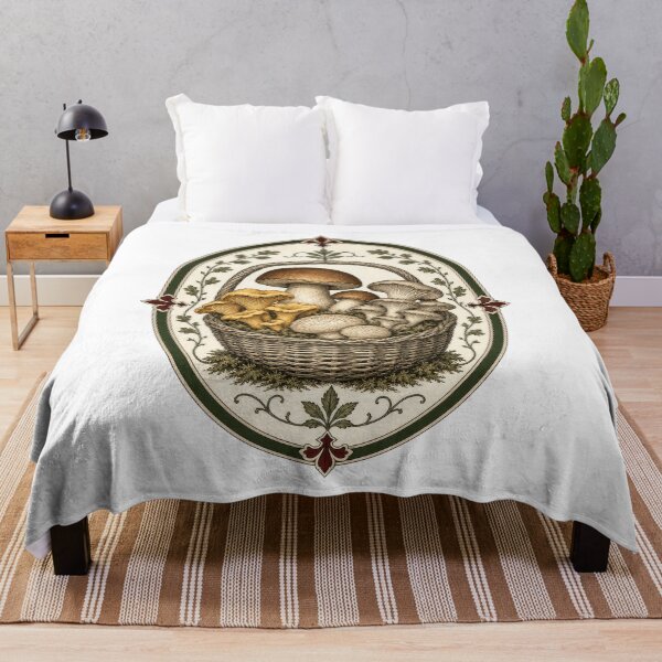Item preview, Vintage Mushroom Foraging Basket Fungi Art designed and sold by AntiqueImages.