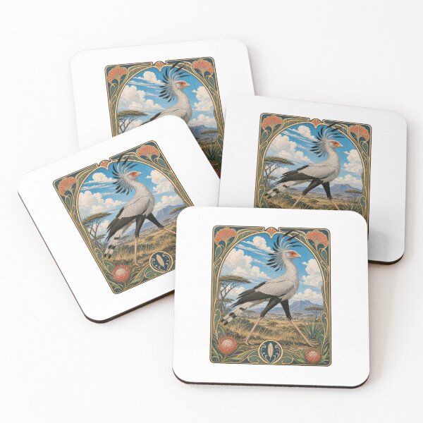 Item preview, African Secretarybird Art Nouveau Wildlife Bird designed and sold by AntiqueImages.