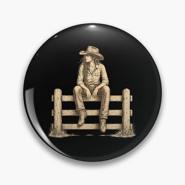 Item preview, Cowgirl Sitting on Fence at Dusk Western Art  designed and sold by Rahamkshop.