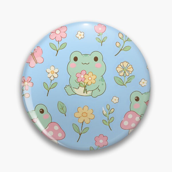 Item preview, Frog Wildflower Garden Kawaii Pattern designed and sold by Soft Berry Studio.