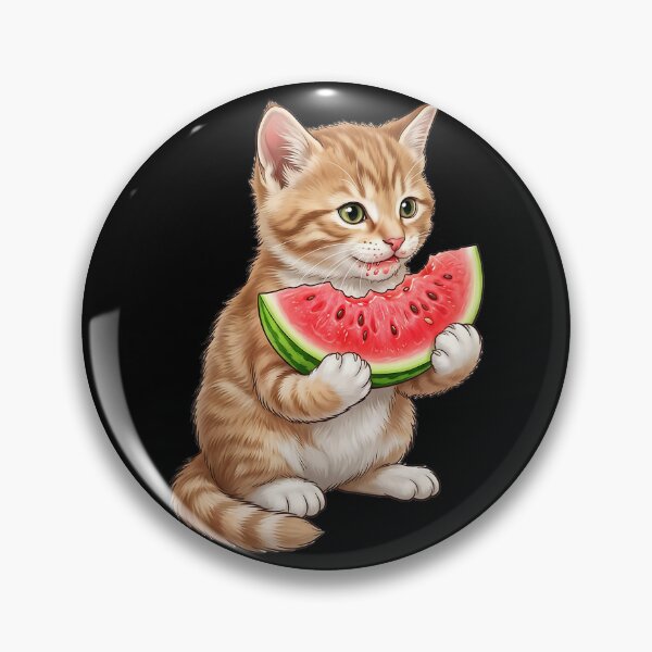 Item preview, Beautiful cat eating watermelon designed and sold by ReneMM.