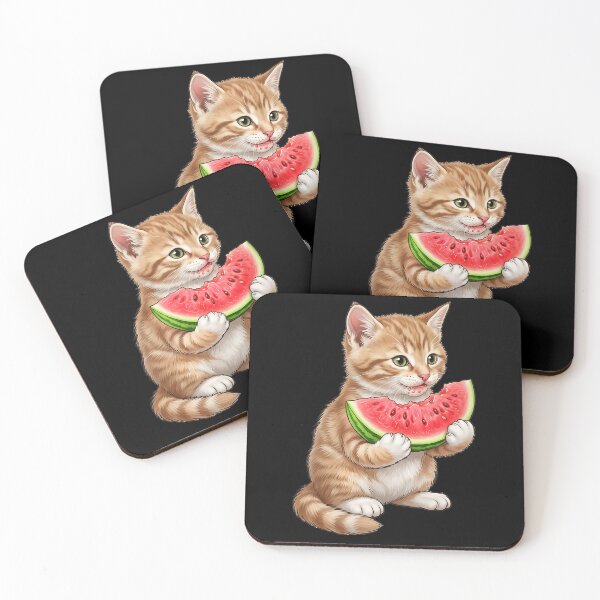 Item preview, Beautiful cat eating watermelon designed and sold by ReneMM.