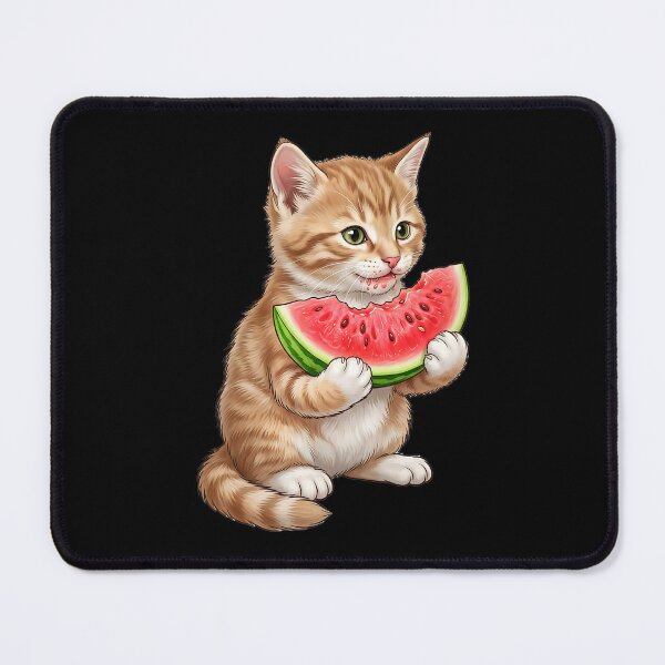 Item preview, Beautiful cat eating watermelon designed and sold by ReneMM.