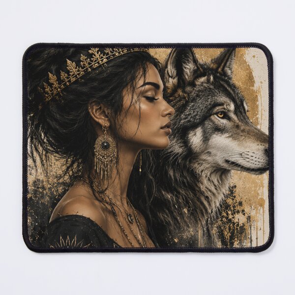 Item preview, Mystic Woman Wolf Graphic T-Shirt designed and sold by ⭐ AURA STUDIO.