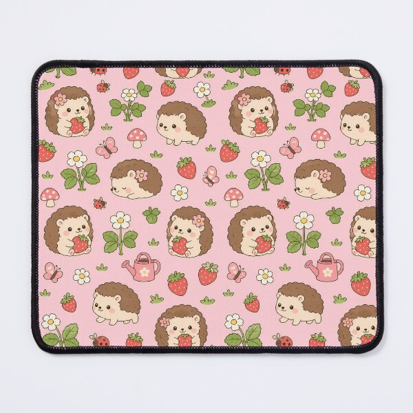 Item preview, Kawaii Hedgehog Strawberry Garden Pattern designed and sold by Soft Berry Studio.