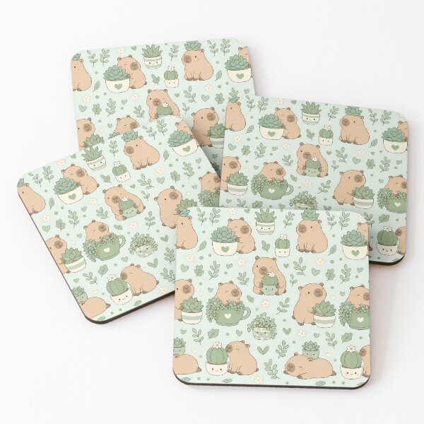Item preview, Capybara Succulent Garden Kawaii Pattern designed and sold by Soft Berry Studio.