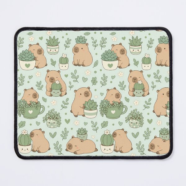 Item preview, Capybara Succulent Garden Kawaii Pattern designed and sold by Soft Berry Studio.