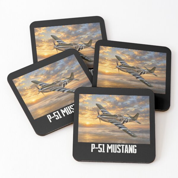 Item preview, P-51 Mustang over the sea, WW2 military art I (with text) designed and sold by Yaremchuk.
