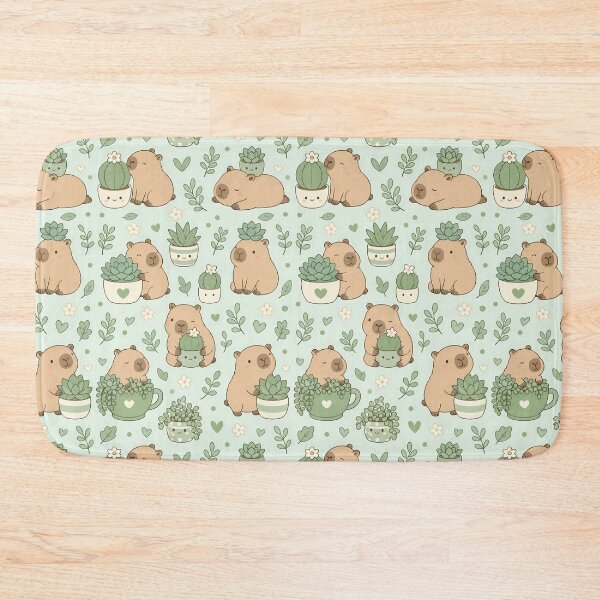 Item preview, Capybara Succulent Garden Kawaii Pattern designed and sold by Soft Berry Studio.