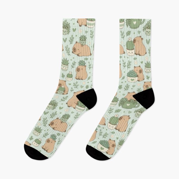 Item preview, Capybara Succulent Garden Kawaii Pattern designed and sold by Soft Berry Studio.
