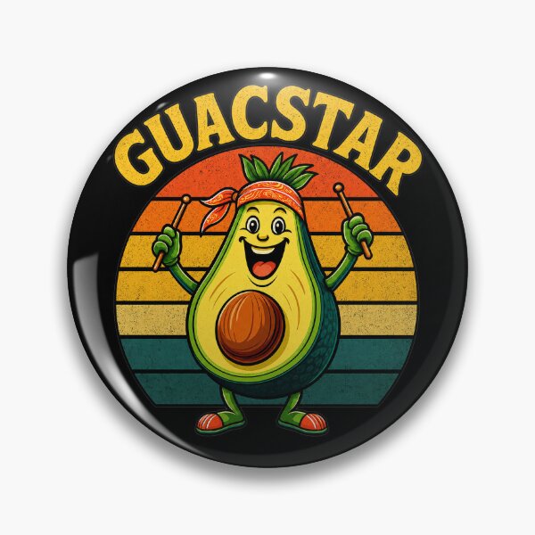 Item preview, Guac Star - Retro Avocado Drummer - Funny Food Pun designed and sold by Graphic Vibe Designs.