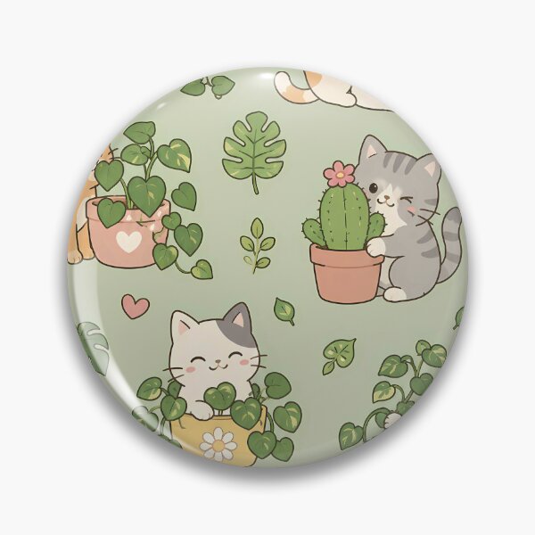 Item preview, Cozy Cat Houseplants Kawaii Pattern designed and sold by Soft Berry Studio.
