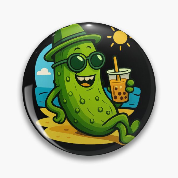Item preview, Funny Summer Pickle Drinking Boba Tea Cute Beach Vacation Kawaii Pickle Lover Gift designed and sold by Basma Designs | Funny Shirts, Stickers & Mugs.