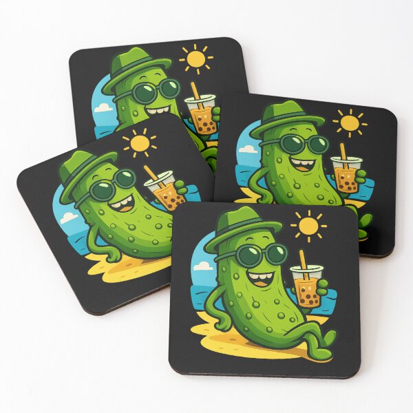 Item preview, Funny Summer Pickle Drinking Boba Tea Cute Beach Vacation Kawaii Pickle Lover Gift designed and sold by Basma Designs | Retro, Kawaii Shirts & Stickers.