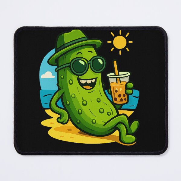 Item preview, Funny Summer Pickle Drinking Boba Tea Cute Beach Vacation Kawaii Pickle Lover Gift designed and sold by Basma Designs | Retro, Kawaii Shirts & Stickers.